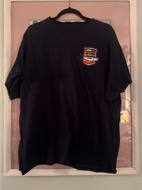 Men's Navy Short-Sleeve Graphic Tee with Chest Patch